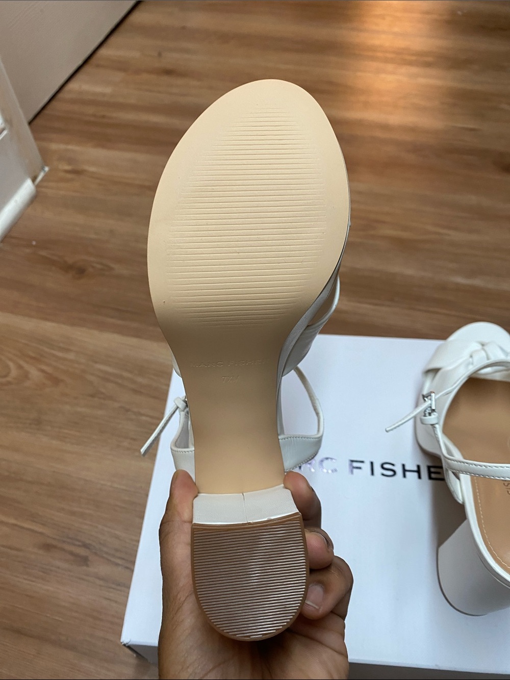 Marc Fisher Women's Deren High Block Heel Platform Sandals “White” Size 7.5M - Picture 6 of 11
